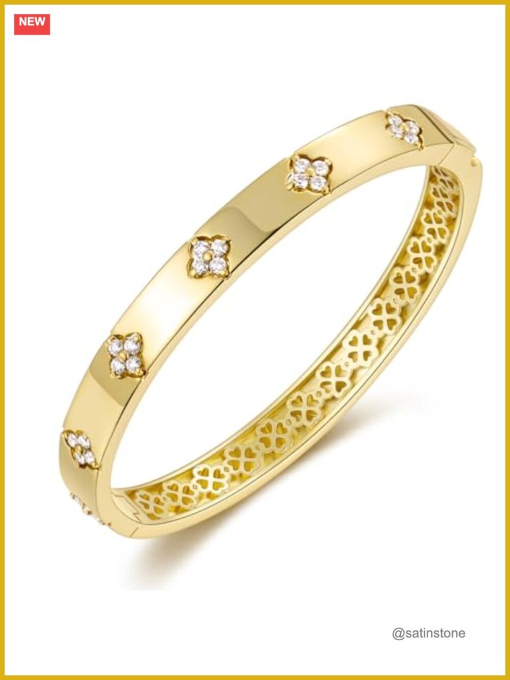 14K Gold Plated Moissanite Bangle Bracelet Women Infinity Knot